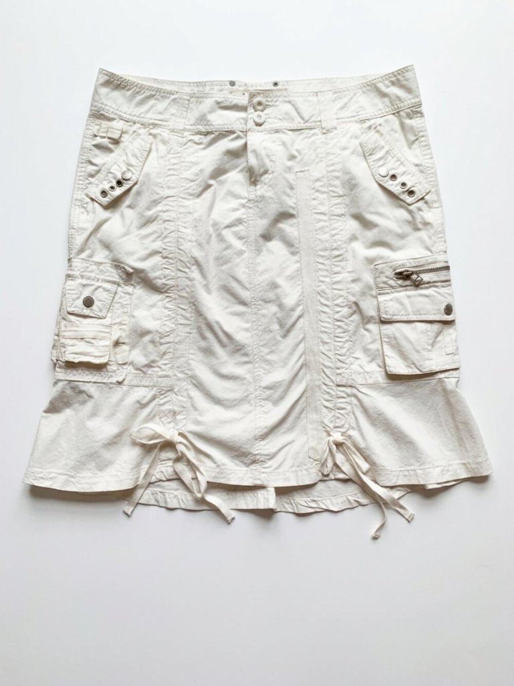 Y2K Mūr Mūr Branded White Utility Cargo Skirt – Size Large